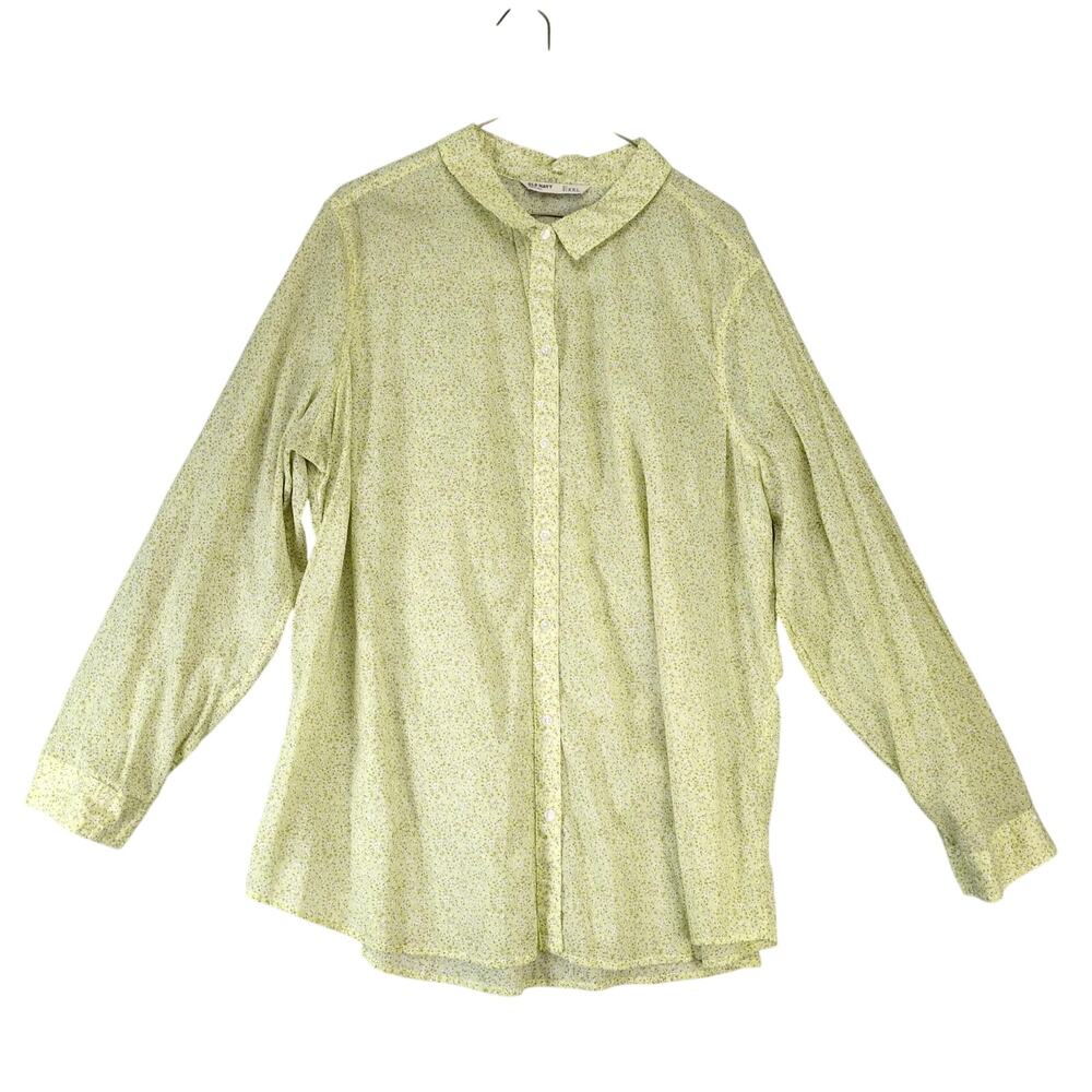 NWT Oldβ Navy Yellow Liberty Floral Print Button Up Blouse Shirt Women's XXL